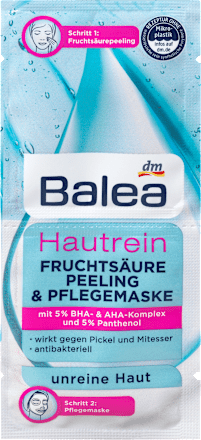 Hautrein 2in1 Fruchtsäure Peeling & Pflegemaske Balea