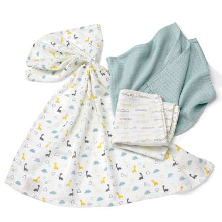 Mulltücher blau/weiß Dino babylove