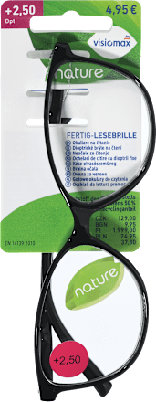 Okuliare na čítanie nature, dioptria +2,50 - čierne Visiomax