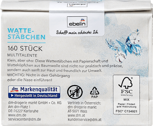 Wattestäbchen Nachfüllpack ebelin