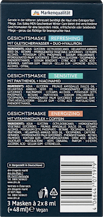 Geschenkset Weihnachten Winter Care Gesichtsmasken 3tlg Balea MEN