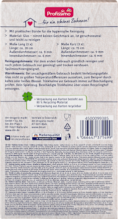 Üveg szívószál tisztítókefével, kétféle méretben Profissimo