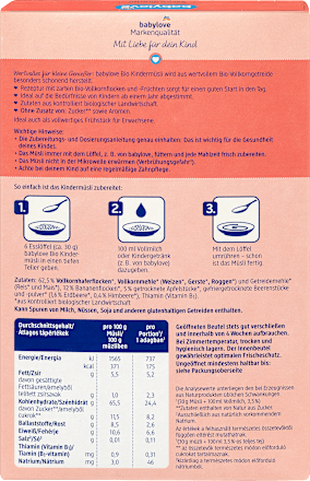 Kindermüsli Banane-Erdbeere ab 1 Jahr babylove