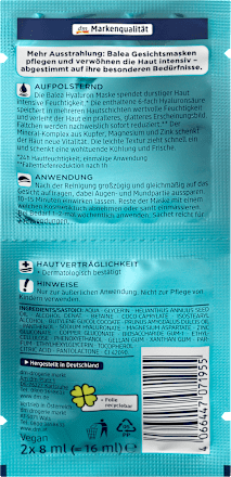 Gesichtsmaske Hyaluron (2x8 ml) Balea