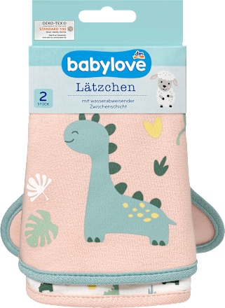 Lätzchen aus Stoff Dino rosa 2St babylove