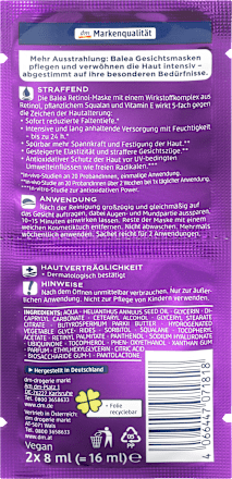 Gesichtsmaske Retinol (2x8 ml) Balea