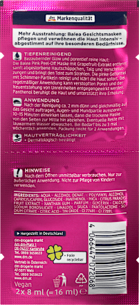 Gesichtsmaske peel off pink (2x8 ml) Balea