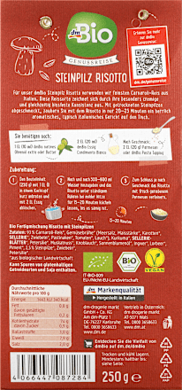 Fertiggericht, Risotto mit Steinpilzen dmBio