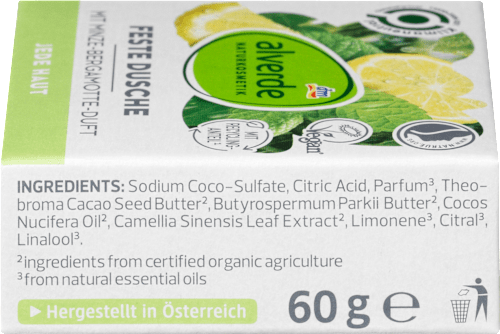 Żel pod prysznic w kostce, o zapachu mięty i bergamotki alverde NATURKOSMETIK