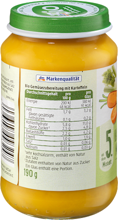 Gemüse Karotte-Fenchel mit Kartoffeln, ab dem 5.Monat dmBio