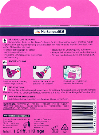 Rasierer Fantastique Pocket 5 Klingen Balea