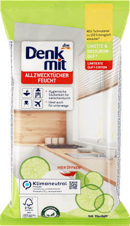 Univerzális nedves törlőkendő lime és bazsalikom illattal Denkmit