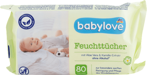 Salviette umidificate con aloe vera e camomilla babylove