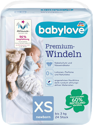 Бебешки пелени Premium, размер XS, Newborn  (до 3 kg) babylove