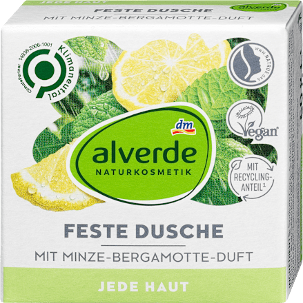 Trdo milo za tuširanje z vonjem mete in bergamotke alverde NATURKOSMETIK