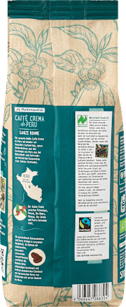 Bio pražena kava v celih zrnih Caffè Crema de Peru dmBio