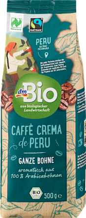 Bio pražena kava v celih zrnih Caffè Crema de Peru dmBio