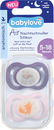 Биберон-залъгалка Air, нощ, анатомична, 5-18 месеца, различни цветове/мотиви babylove