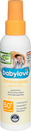 Szenzitív napozó spray érzékeny bőrre, FF50+ nagyon magas fényvédelemmel babylove