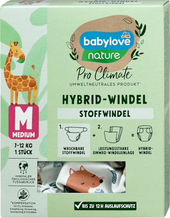 Stoffwindel Hybrid Pro Climate Gr. M (7-12 kg) babylove nature