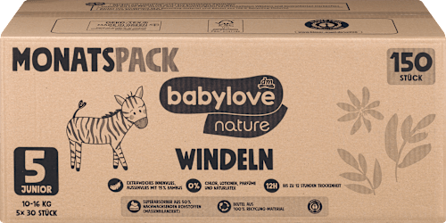 Windeln nature Gr. 5 Junior (10-16 kg) Monatspack babylove nature