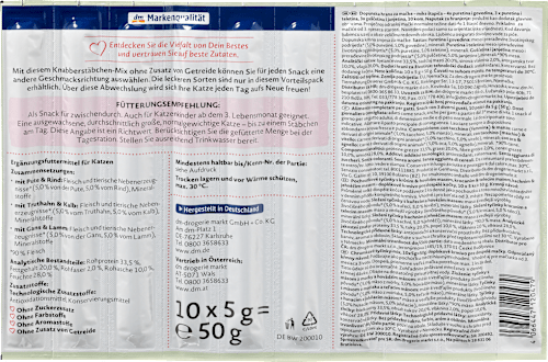 Jutalomfalat-rudacskák mix macskáknak, 10 x 5 g  Dein Bestes