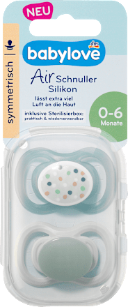 Schnuller Air Silikon symmetrisch, grün, Gr.1, 0-6 Monate babylove