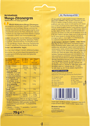 Bonbon, Mango-Zitronengras, zuckerfrei Mivolis