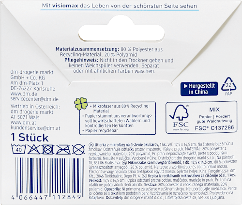 Mikrofaser Brillenputztuch sort.  VISIOMAX