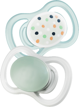 Schnuller Air Silikon anatomisch, grün/grau, Gr.1, 0-6 Monate babylove