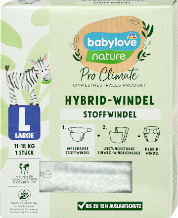 Хибридна пелена за многократна употреба, размер L (11-18 kg) babylove nature