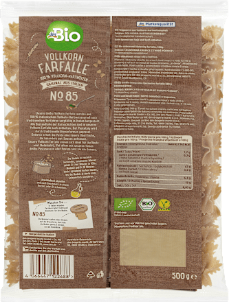 Nudeln, Farfalle aus Vollkorn No.85 dmBio