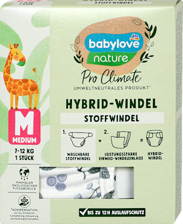 Хибридна пелена за многократна употреба, размер М (7-12 kg) babylove nature