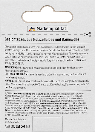 Gesichtspads aus Holzzellulose und Baumwolle ebelin