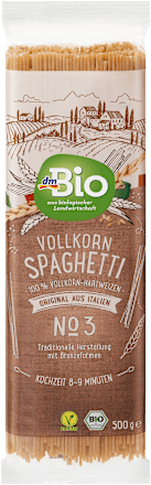 Bio spagetti száraztészta teljes kiőrlésű durumbúzából dmBio
