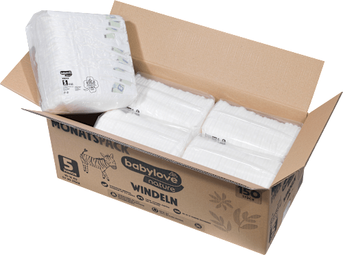 Windeln Gr. 5, Junior (10-16 kg), Monatspack babylove nature