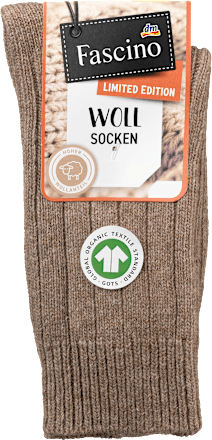 Socken mit Bio-Wolle & Ripp-Struktur braun Gr. 39-42 Fascino