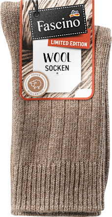 Wełniane, prążkowane skarpety, brązowe, rozmiar 39–42,  Fascino