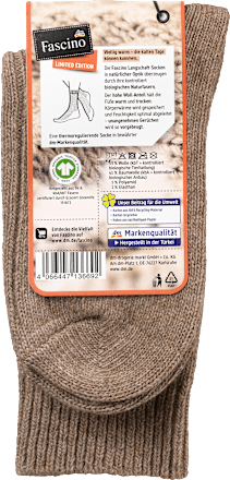 Socken mit Bio-Wolle & Ripp-Struktur braun Gr. 39-42 Fascino