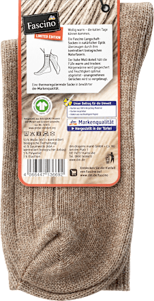 Wełniane, prążkowane skarpety, brązowe, rozmiar 39–42,  Fascino