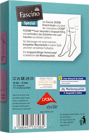 Kniestrümpfe laufmaschenresistent champagner Gr. 39-42, 30 DEN Fascino