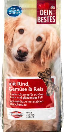 Hrană uscată pentru câini cu orez, legume și vită  Dein Bestes