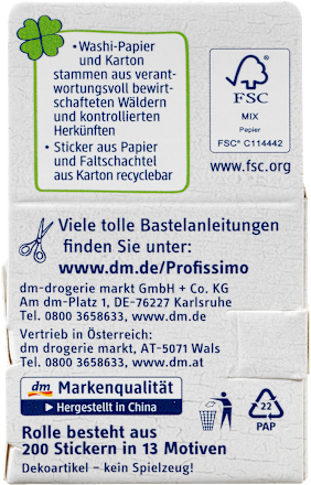 Sticker Washi auf Rolle 13 Motive Profissimo