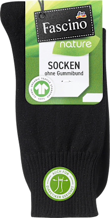 Socken ohne Gummifäden schwarz Gr. 39-42  Fascino