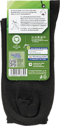 Socken ohne Gummifäden schwarz Gr. 43-46 Fascino