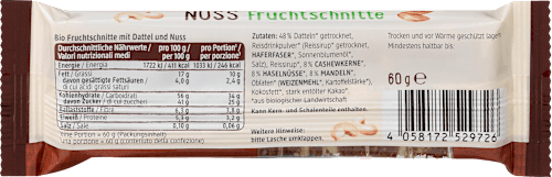 Fruchtriegel Nuss Schnitte dmBio