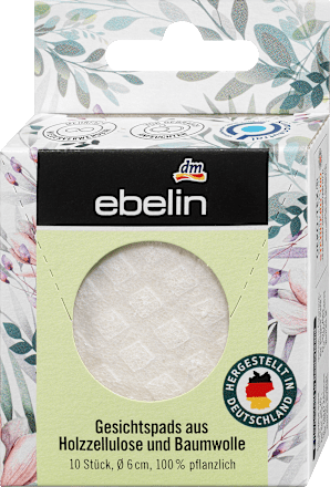 Többször használható arctisztító korong facellulózból és pamutból ebelin