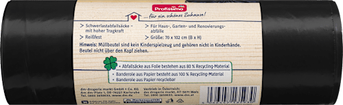 Vrečke za smeti nature iz recikliranega materiala, 120 l Profissimo