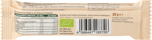 Nussriegel Haselnuss in Zartbitterschokolade dmBio