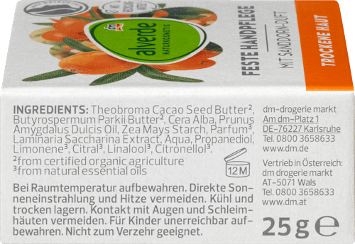 Čvrsta krema za suvu kožu ruku - pasji trn alverde NATURKOSMETIK